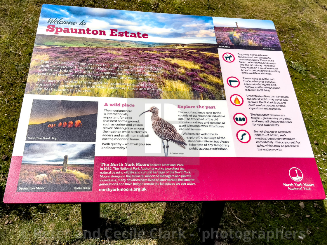 "Spaunton Estate, Information Board." stock image