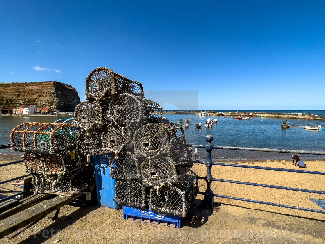 "Staithes, Lobster Pots" stock image