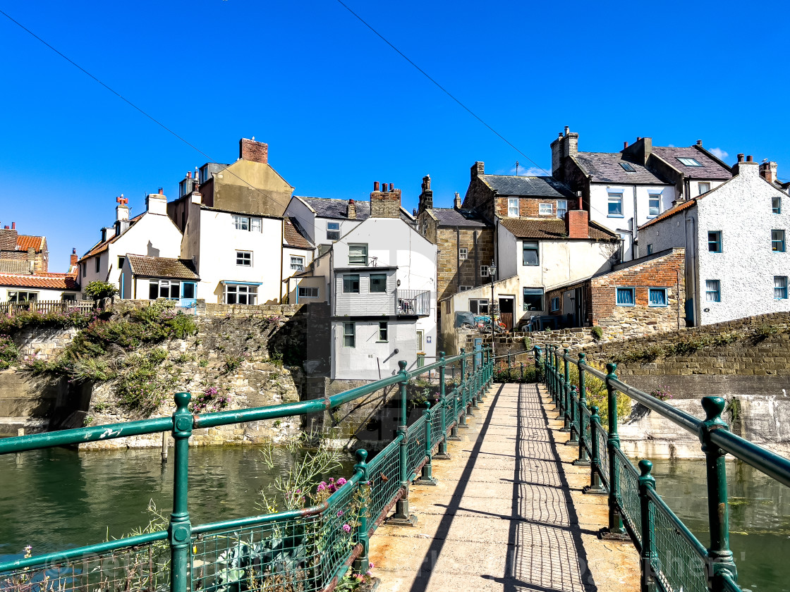 "Footbridge over Staithes Beck." stock image