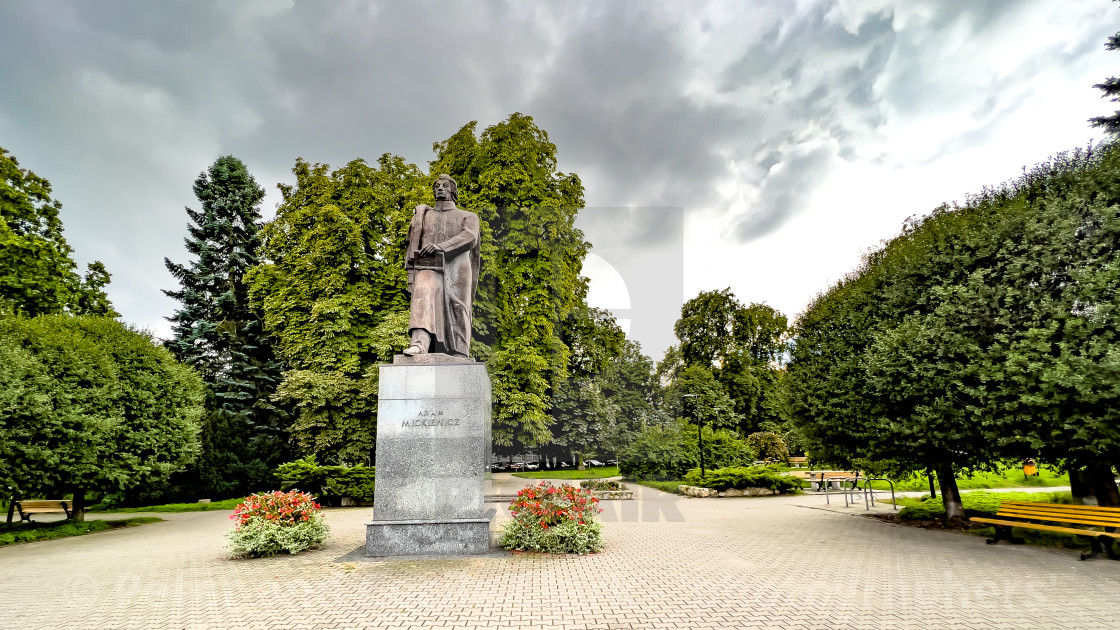 "Adam Mickiewicz statue in Gliwice" stock image