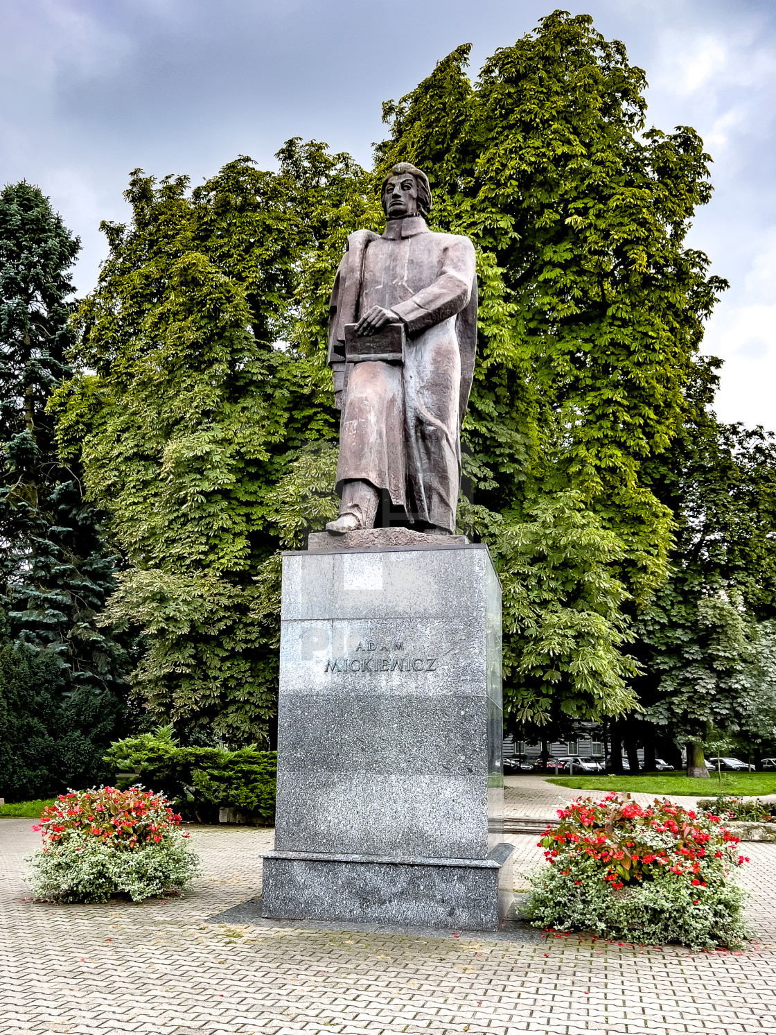 "Adam Mickiewicz statue in Gliwice" stock image