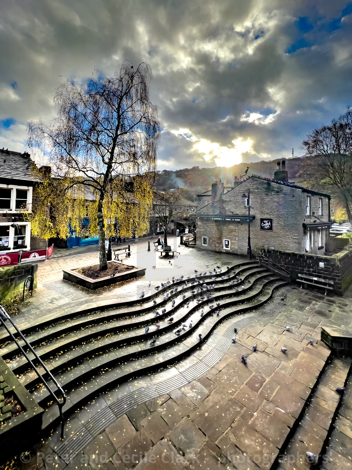 "Hebden Bridge, view from Pack Horse Bridge." stock image