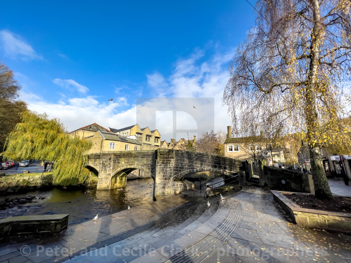 "Pack Horse Bridge, Hebden Bridge." stock image