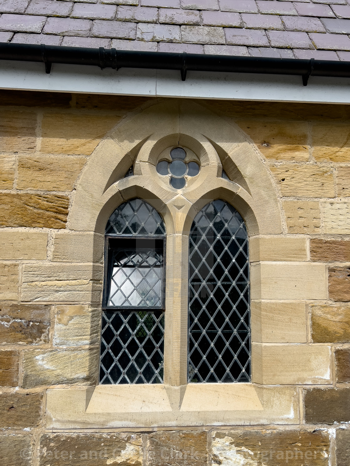 "St Mary's Church, Sandsend, Window Detail." stock image