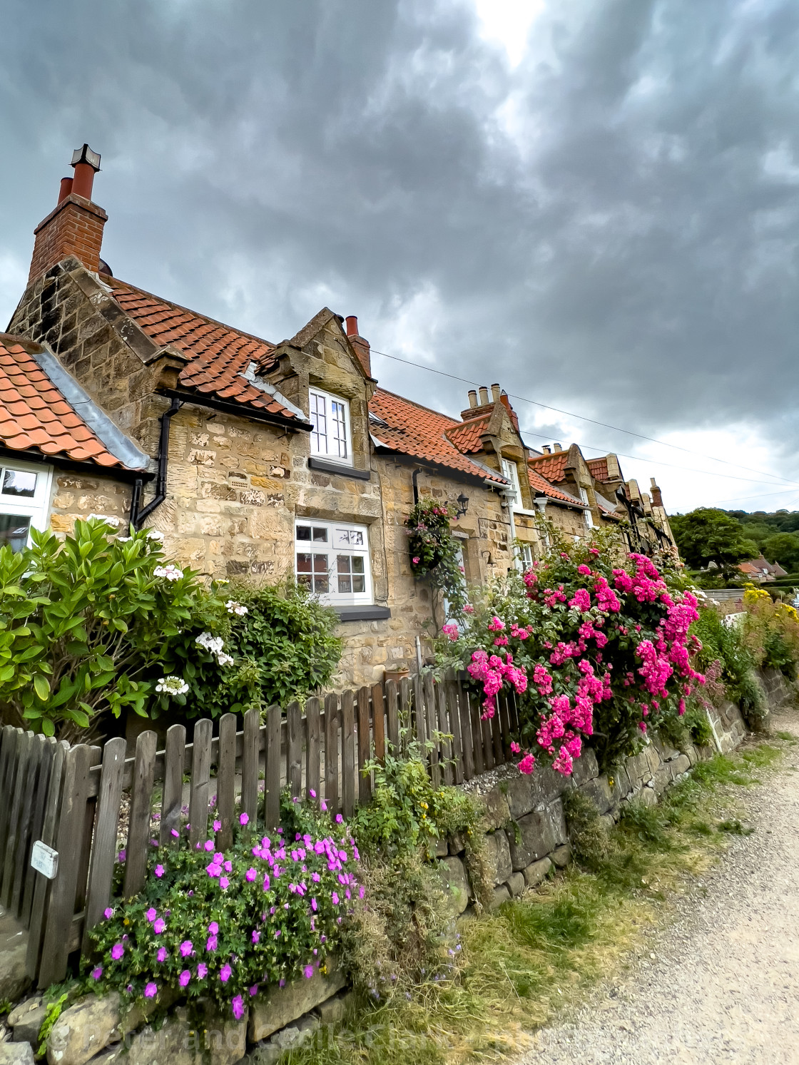 "Sandsend Cottages" stock image