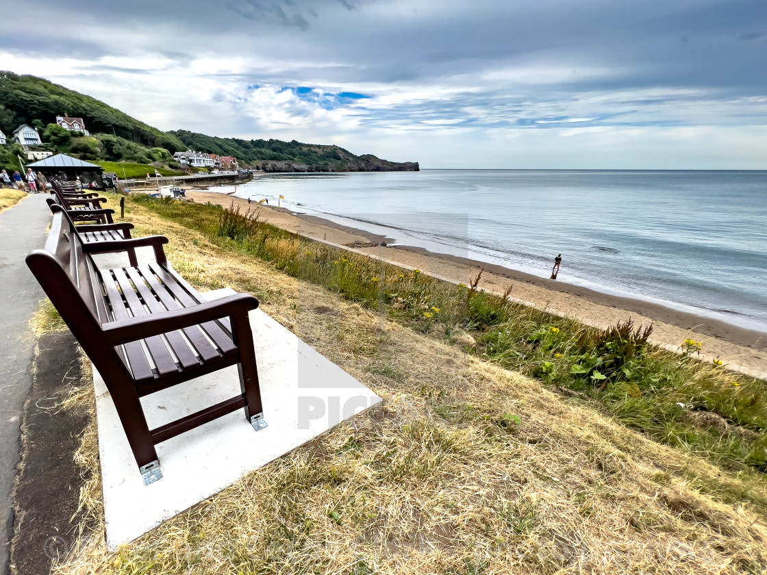 "Sandsend Bench, Beach and Coast" stock image