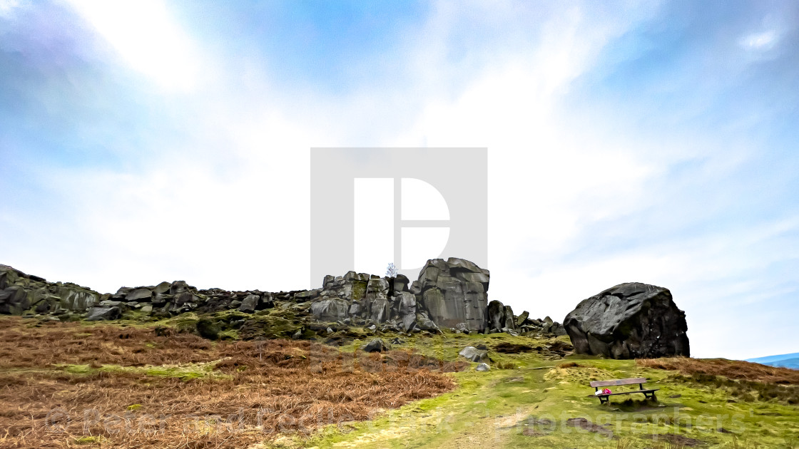 "Cow and Calf Rocks, Ilkley" stock image