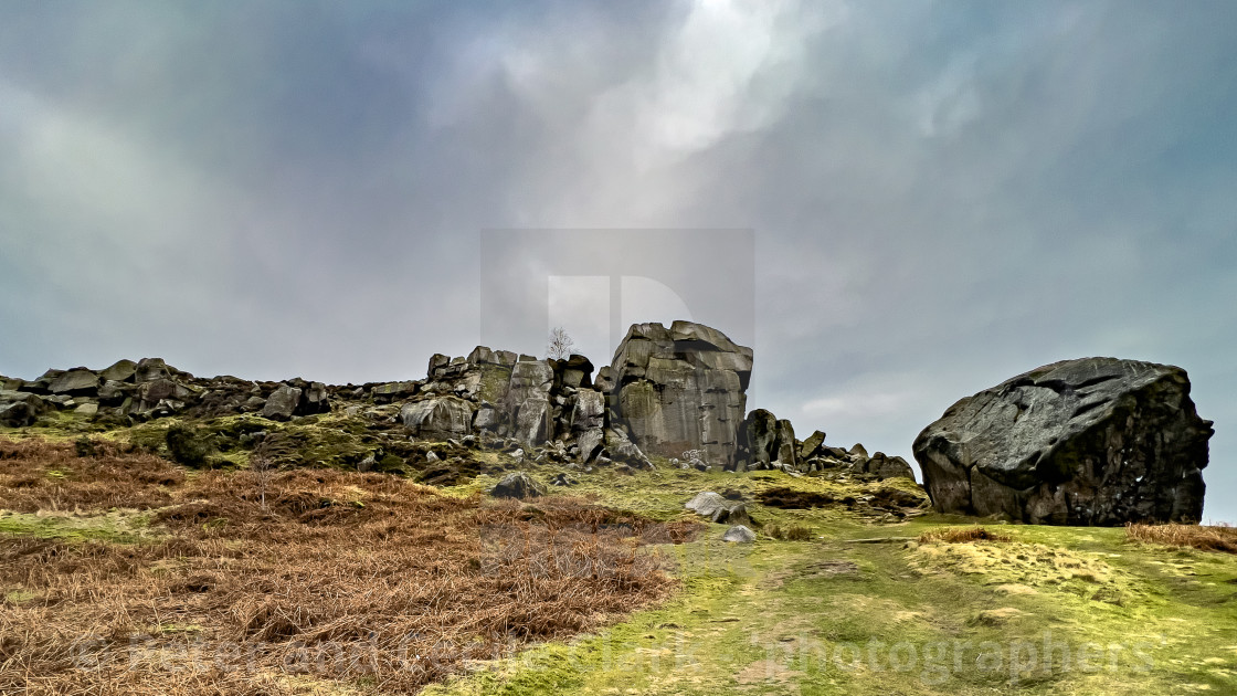 "Cow and Calf Rocks, Ilkley" stock image