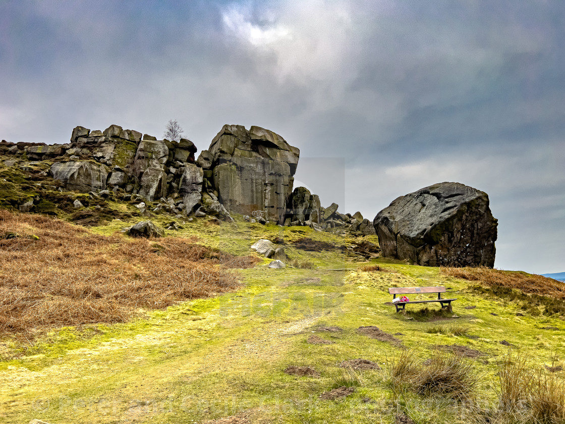 "Cow and Calf Rocks, Ilkley" stock image