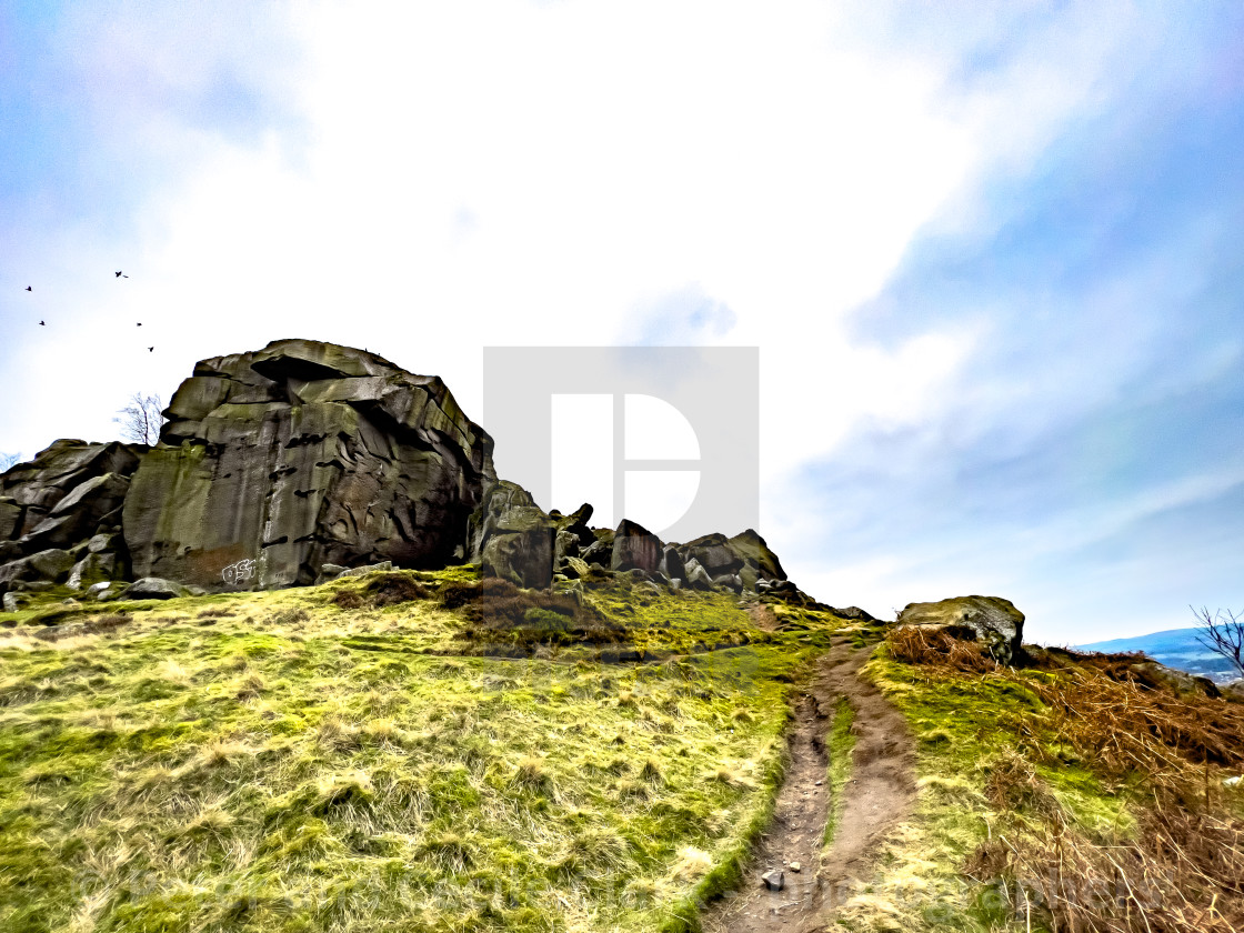 "Cow and Calf Rocks, Ilkley" stock image