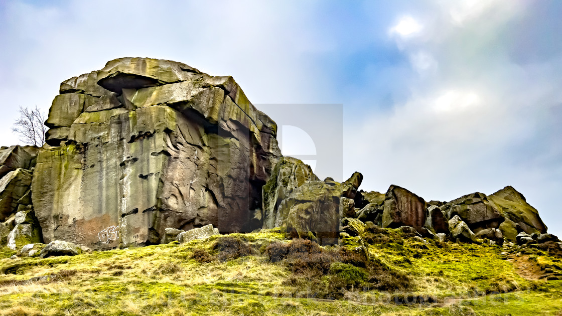 "Cow and Calf Rocks, Ilkley" stock image