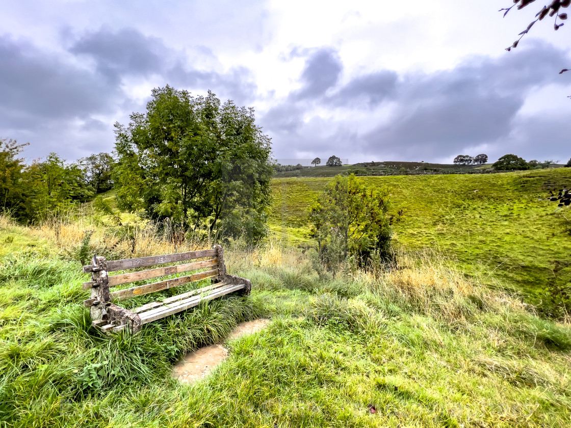 "Outdoor Bench Seat, Rural Location," stock image