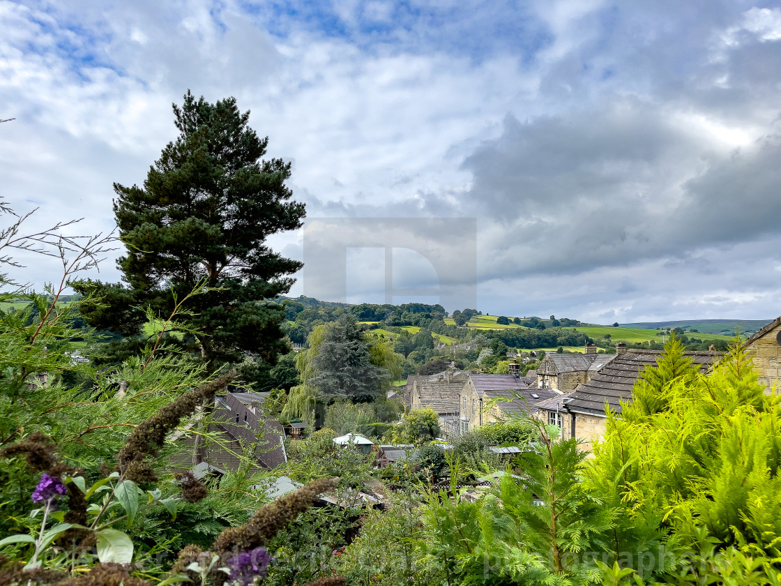 "Pateley Bridge, Over the Rooftops." stock image