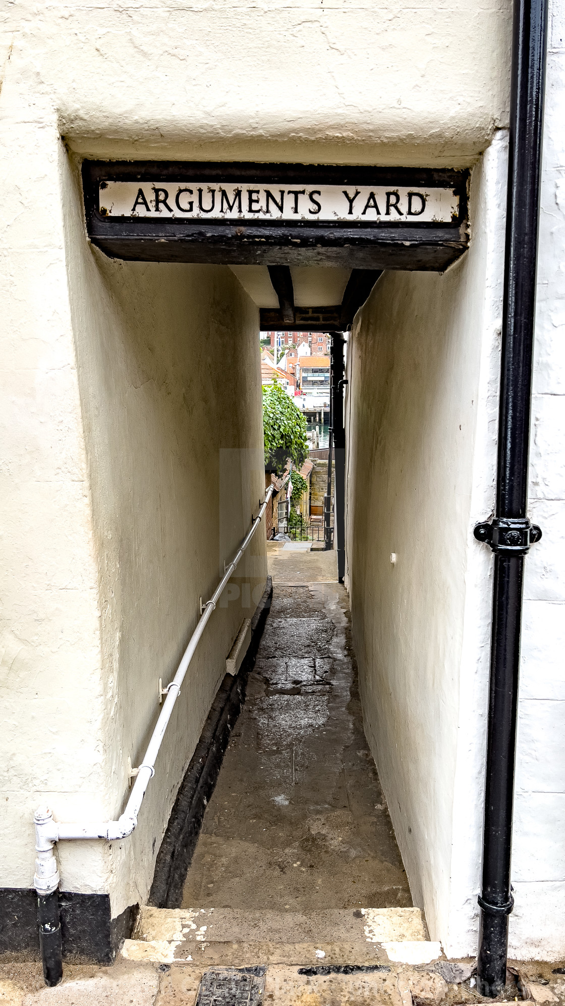 "Arguments Yard, Whitby." stock image