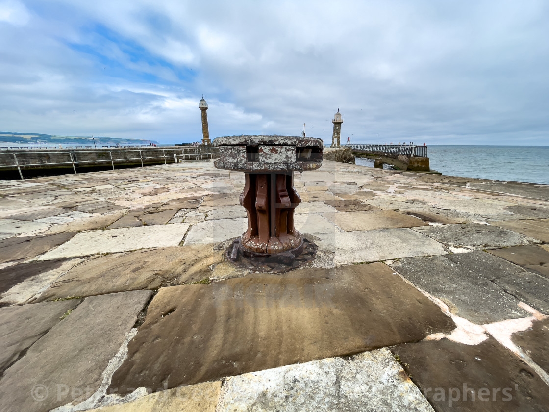 "Capstan on Whitby Pier" stock image