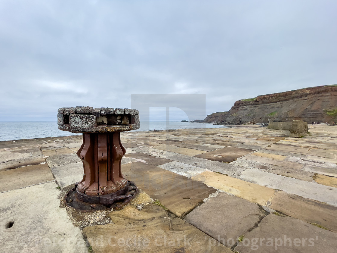 "Capstan on Whitby Pier" stock image