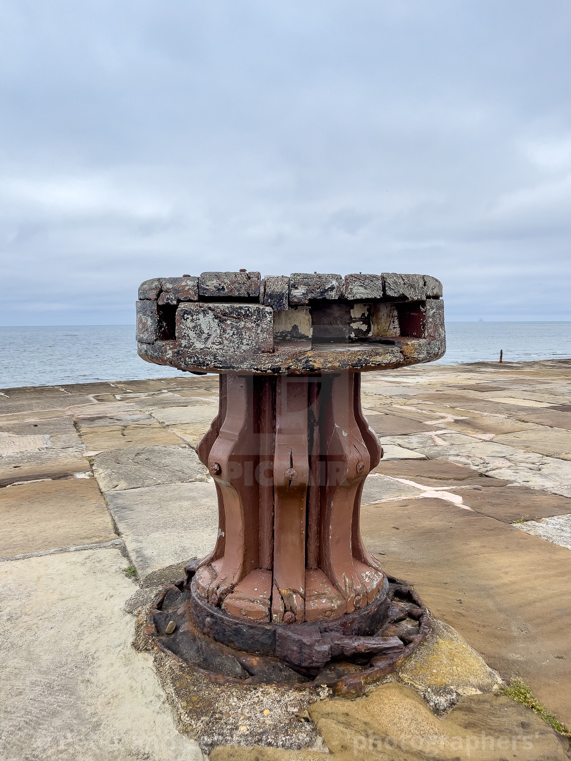 "Capstan on Whitby Pier" stock image