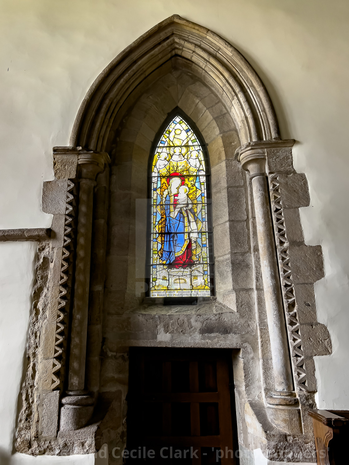 "Wensley Holy Trinity Church, Lower Wensleydale, Yorkshire, England. Stained Glass Windows" stock image