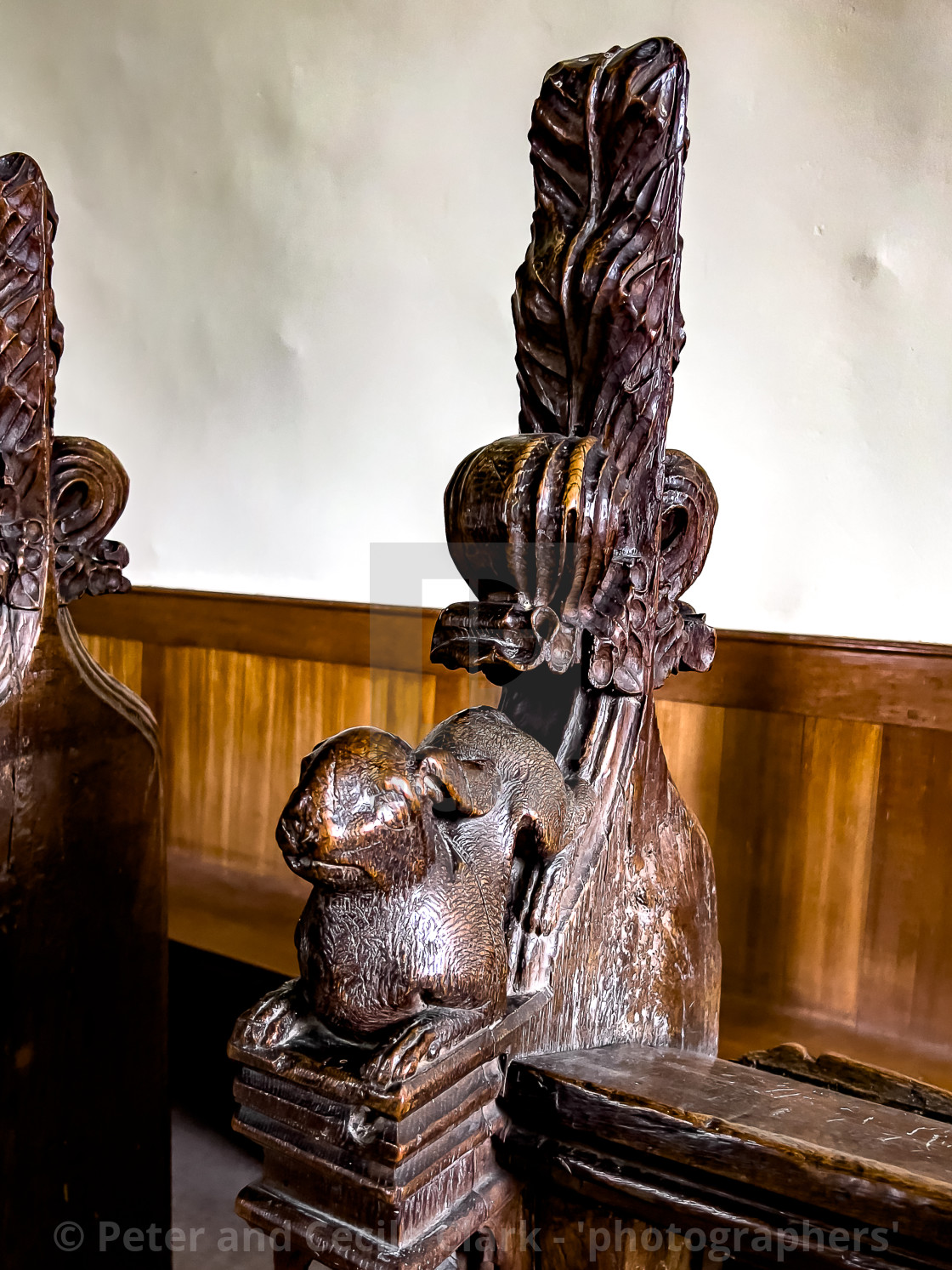 "Wensley Holy Trinity Church, Lower Wensleydale, Yorkshire, England. Choir Stalls with Carved Ends." stock image