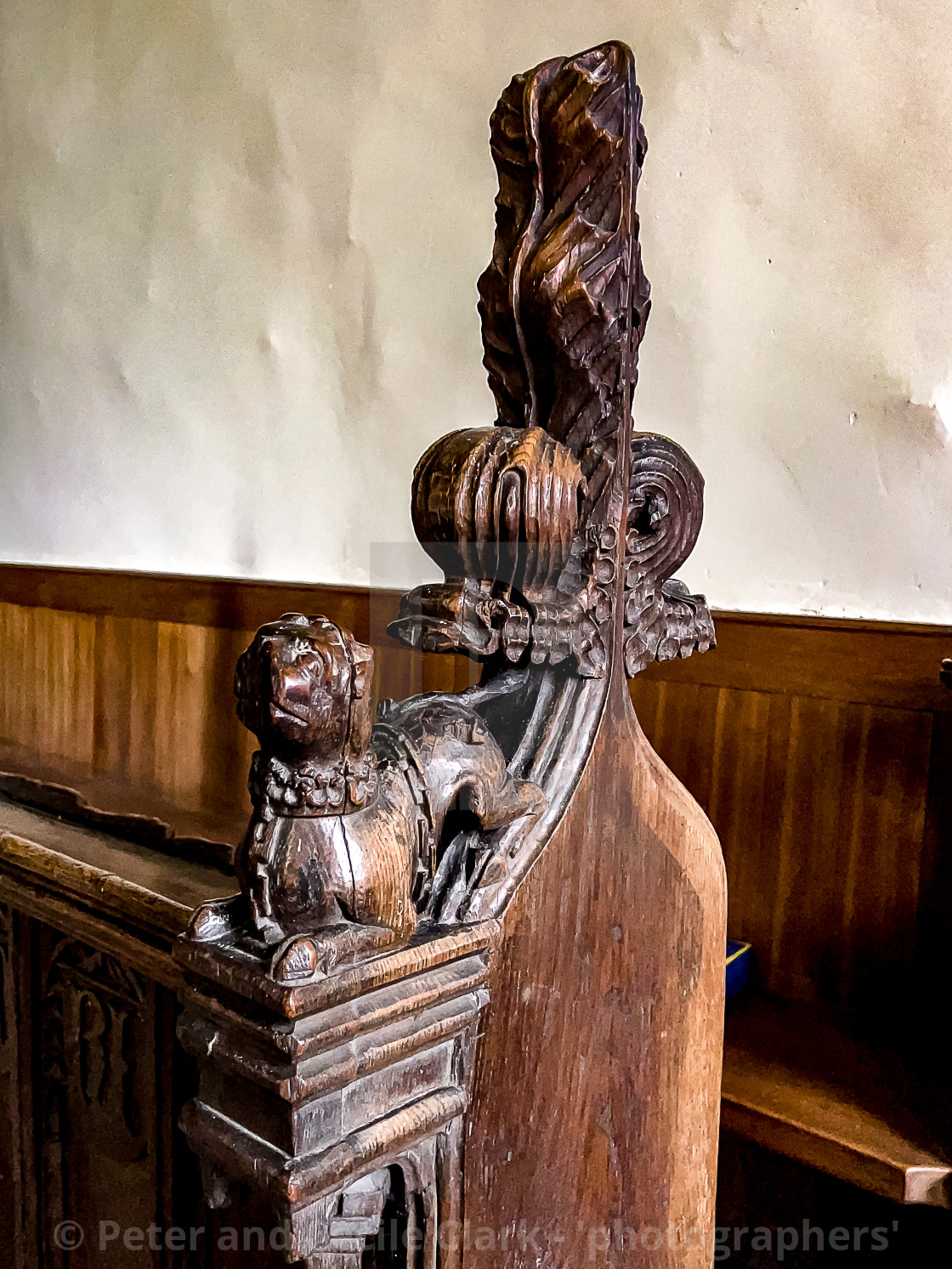 "Wensley Holy Trinity Church, Lower Wensleydale, Yorkshire, England. Choir Stalls with Carved Ends" stock image