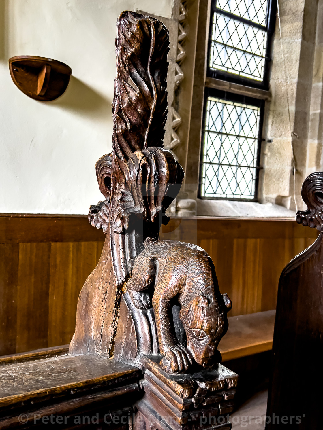 "Wensley Holy Trinity Church, Lower Wensleydale, Yorkshire, England. Choir Stalls with Carved Ends." stock image