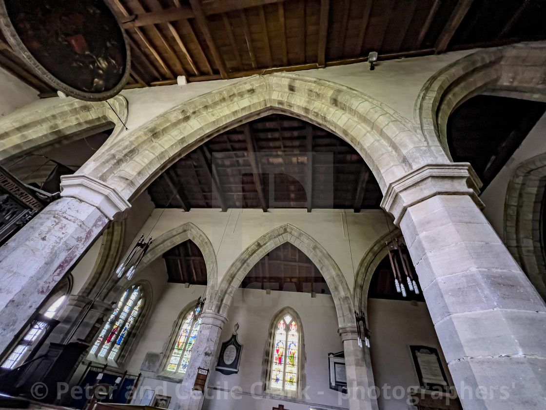 "Wensley Holy Trinity Church, Internal Stone Arches and Architecture." stock image