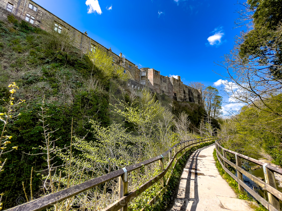 "Skipton Castle and Woods, Skipton, North Yorkshire, England." stock image