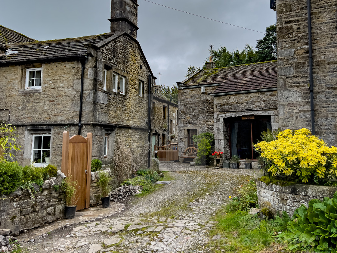 "Stone Built Quaint Old Cottages in Grassington." stock image