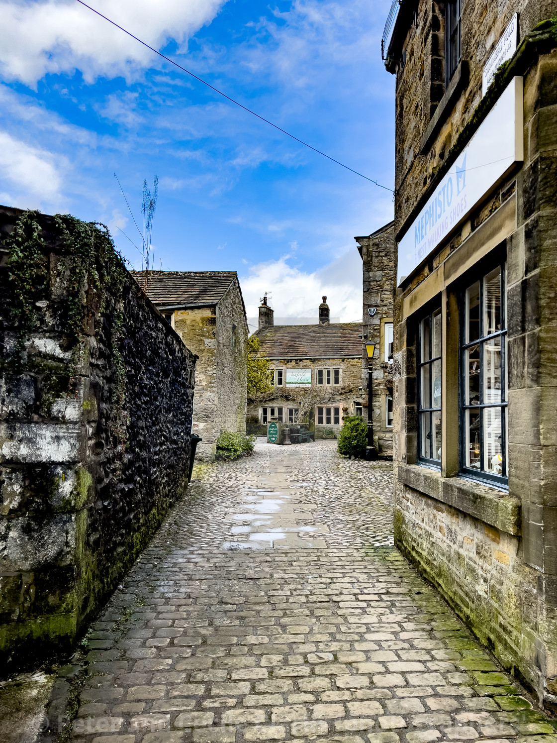 "Grassington Cobbled Street, Yorkshire Dales, UK." stock image