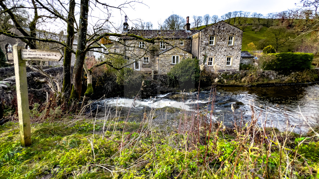 "Kettlewell Beck and Footpath Sign" stock image