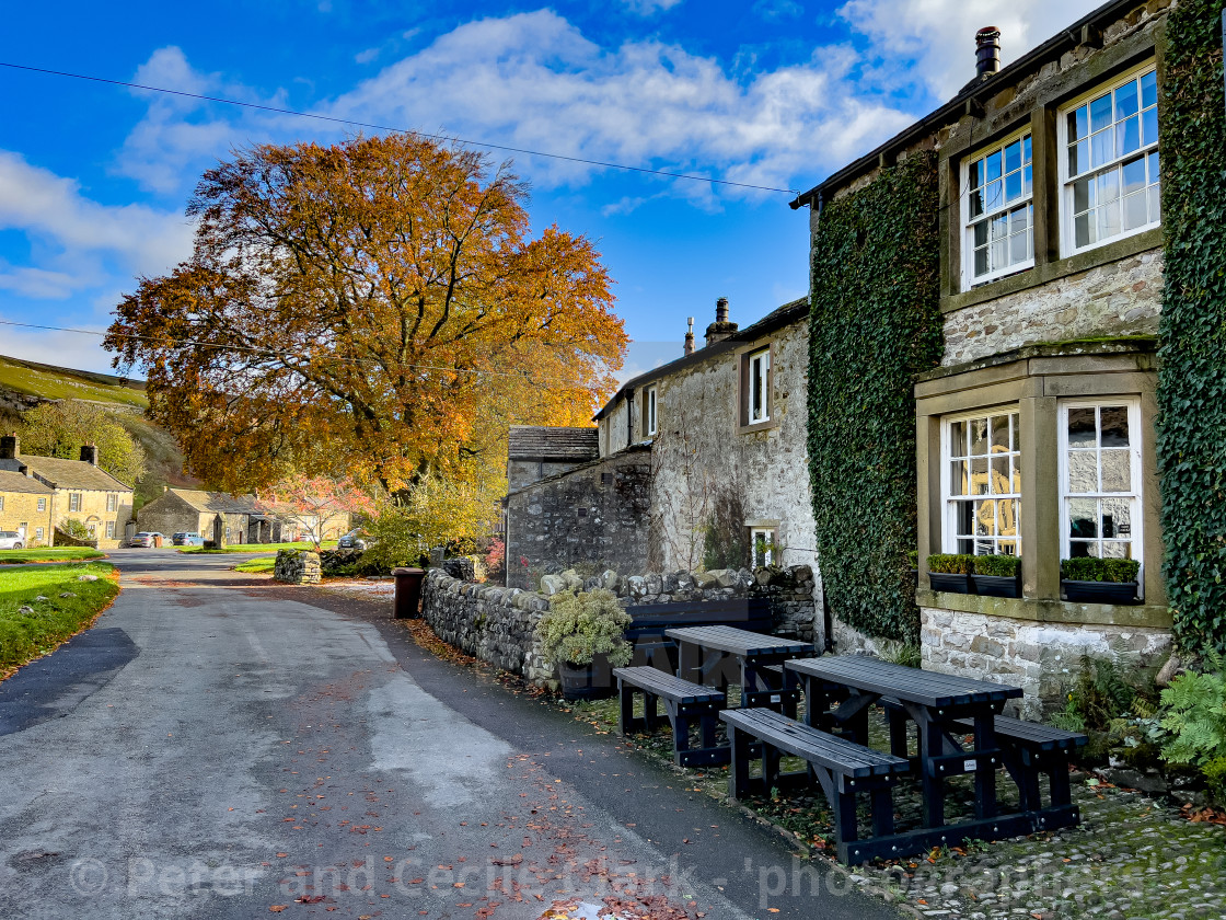 "The Falcon Inn, Arncliffe, Littondale, Yorkshire." stock image