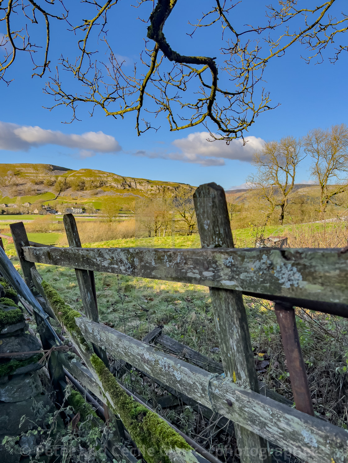 "View from Conistone towards Kilnsey Crag." stock image