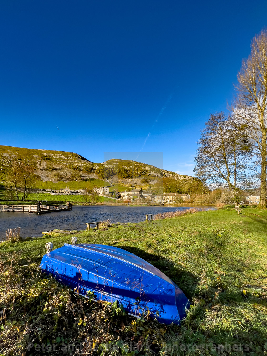 "Kilnsey Park Fly Fishing Lake and Crag, Kilnsey, Upper Wharfedale." stock image