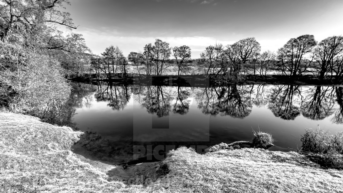 "The River Wharfe at Addingham, Wharfedale." stock image