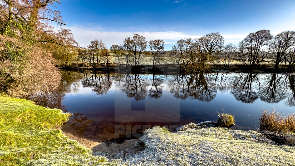 "The River Wharfe at Addingham, Wharfedale." stock image