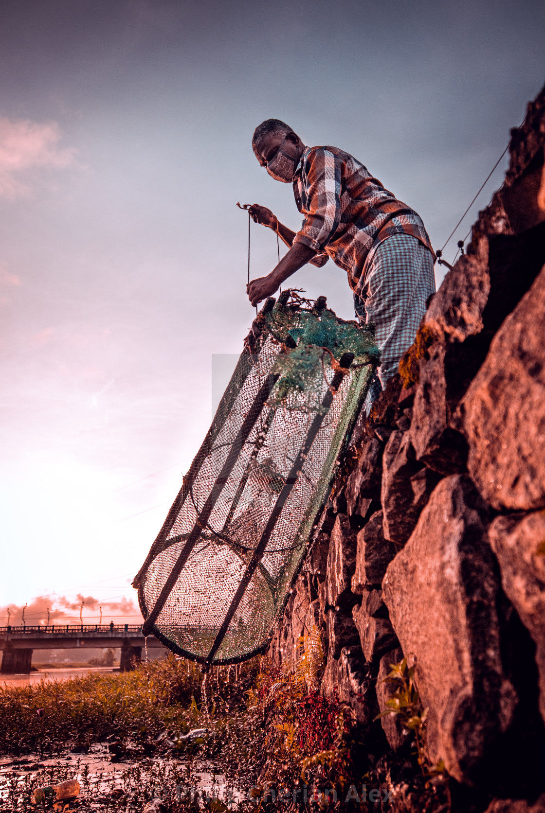 "An Indian traditional fisher" stock image