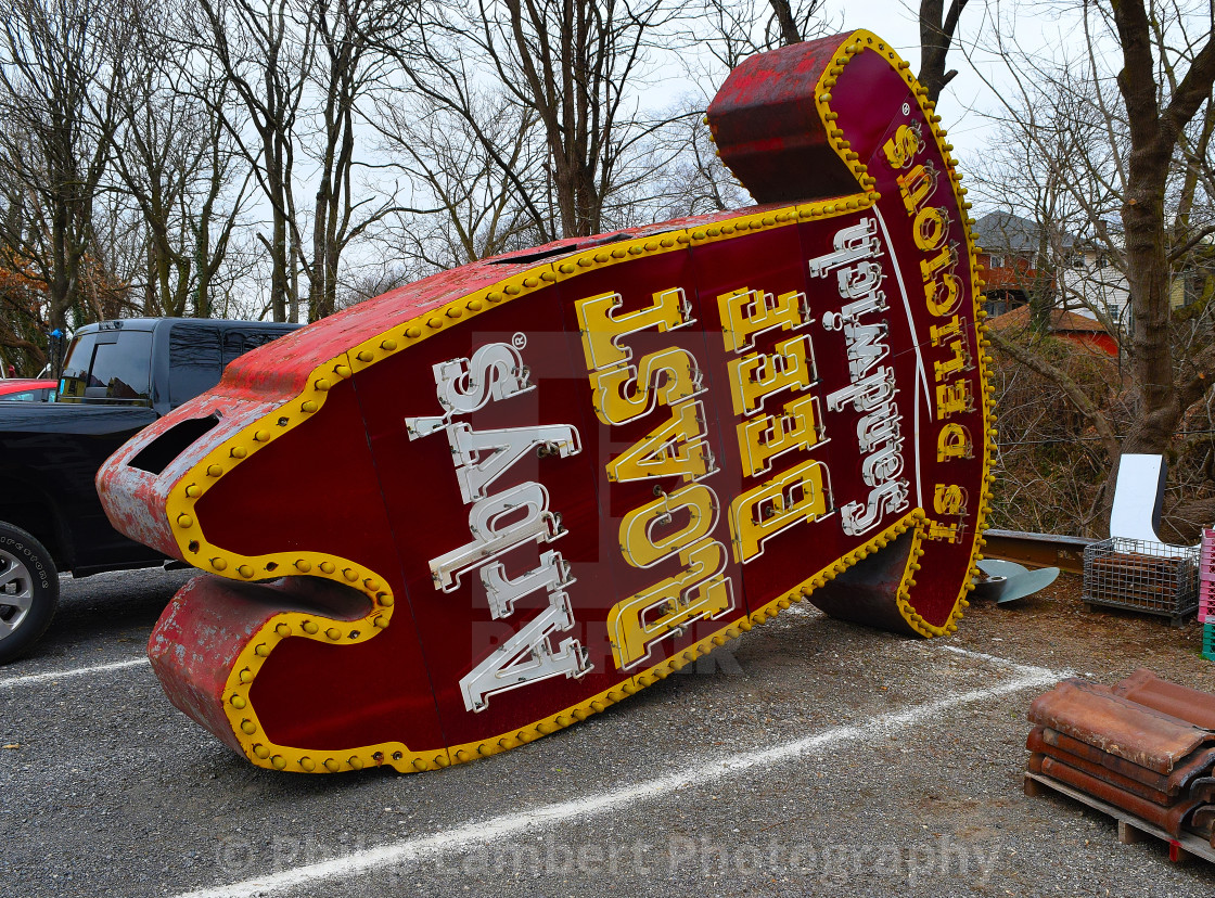 "Arby's Vintage Hat Neon Sign" stock image