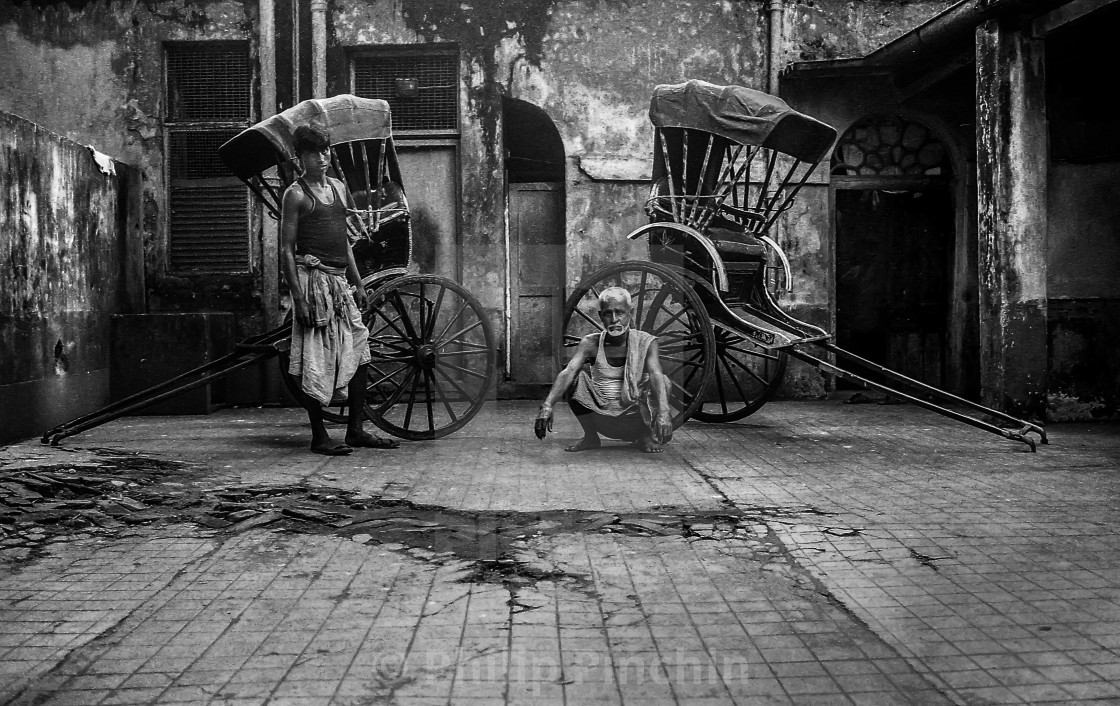 "Rickshaw Pullers, Kolkata, India" stock image