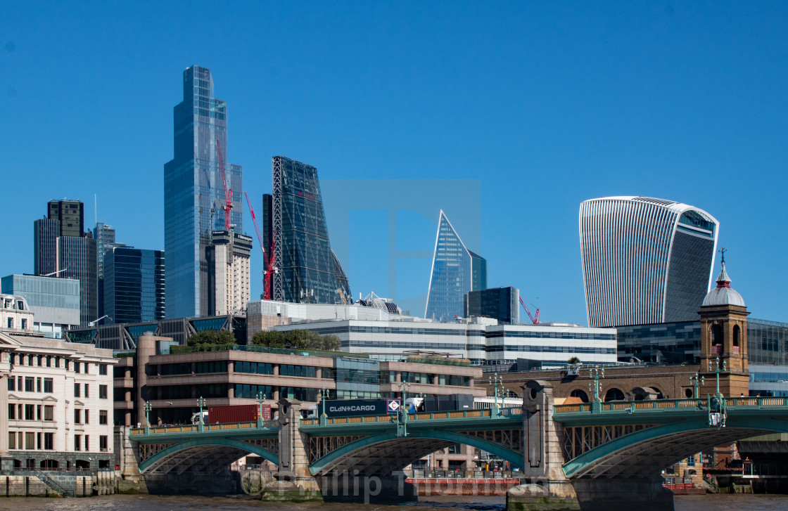 "London Skyline from the River Thames" stock image