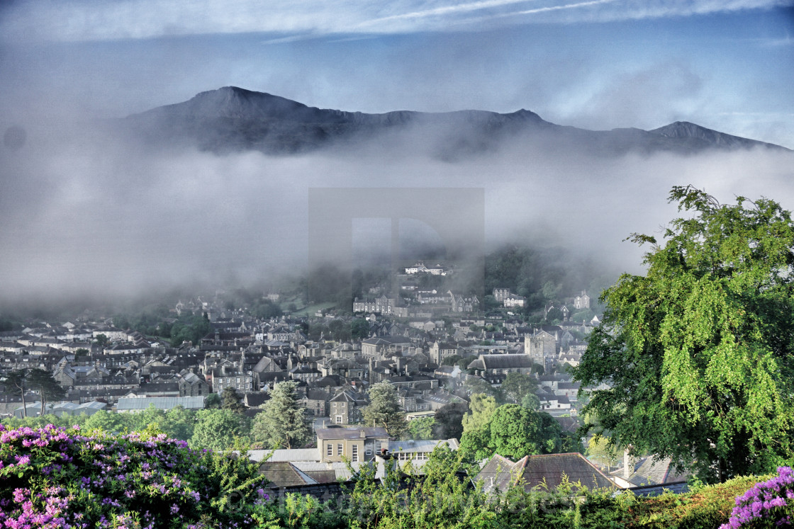 "Low Cloud Over Dolgellau and Cader Idris" stock image