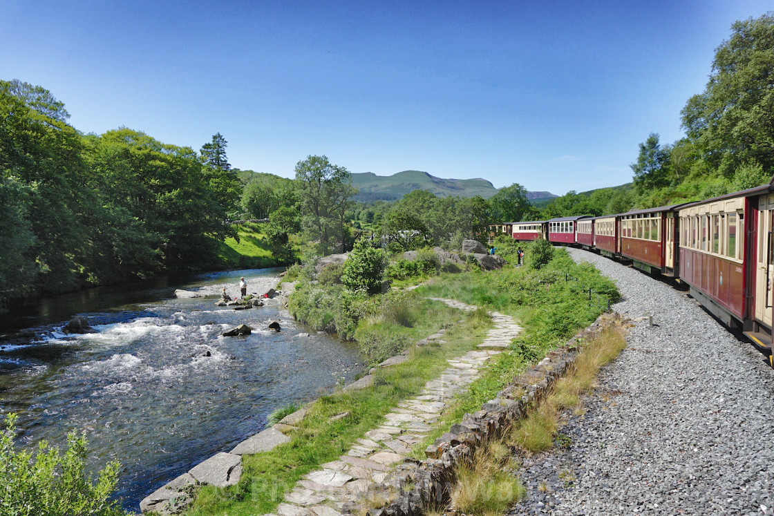 "The Welsh Highland Railway at Aberglaslyn" stock image