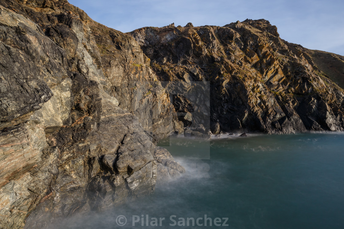 "Mullion Cove cliffs, Cornwall" stock image