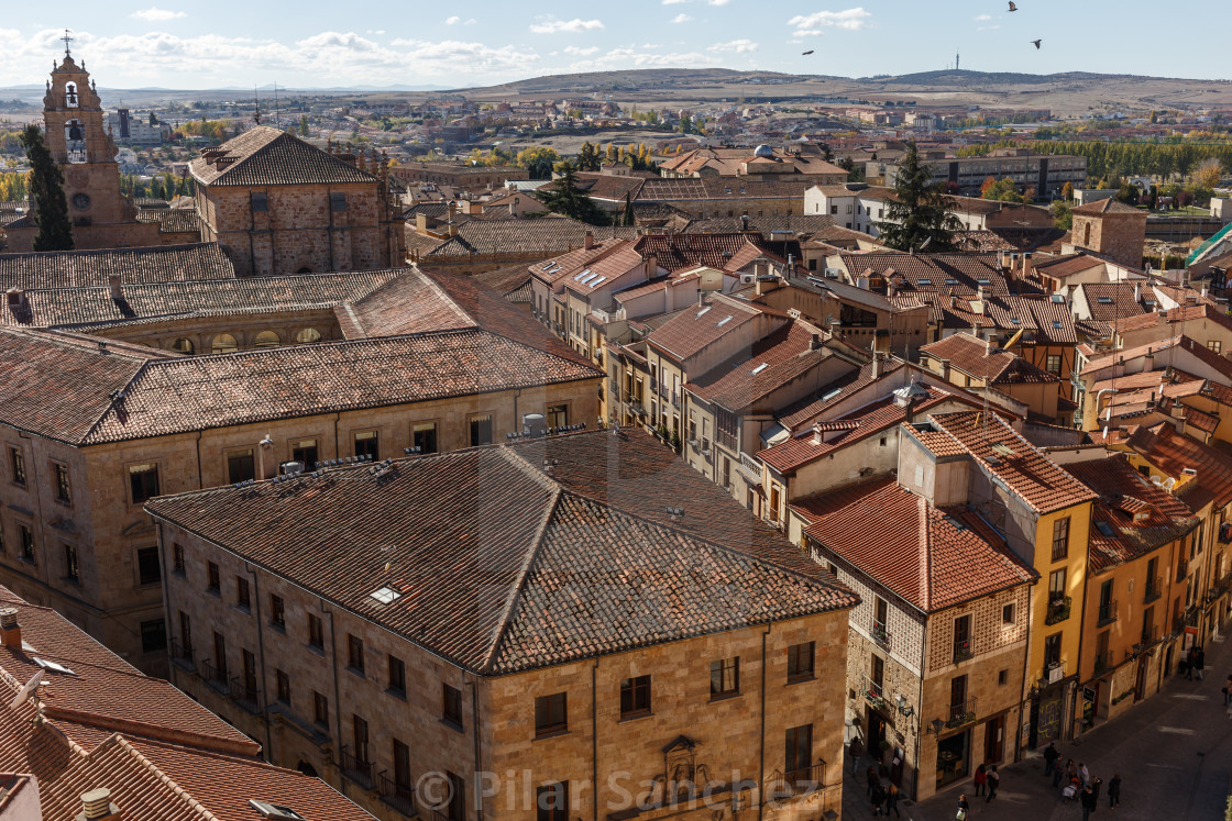 "Panoramic city view from the La Clerecia towers, Salamanca, Spain" stock image