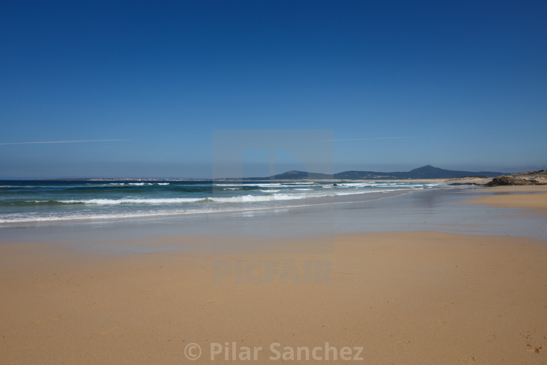 "Vilar beach, Corrubedo, Galicia, Spain" stock image