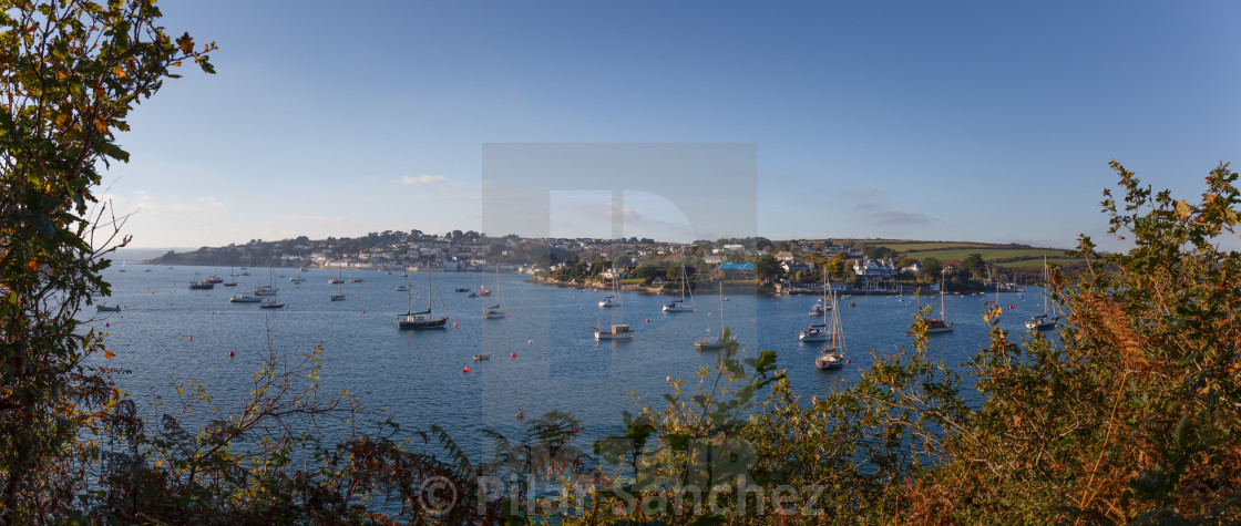 "Panorama view of St.Mawes and Percuil river, Cornwall" stock image