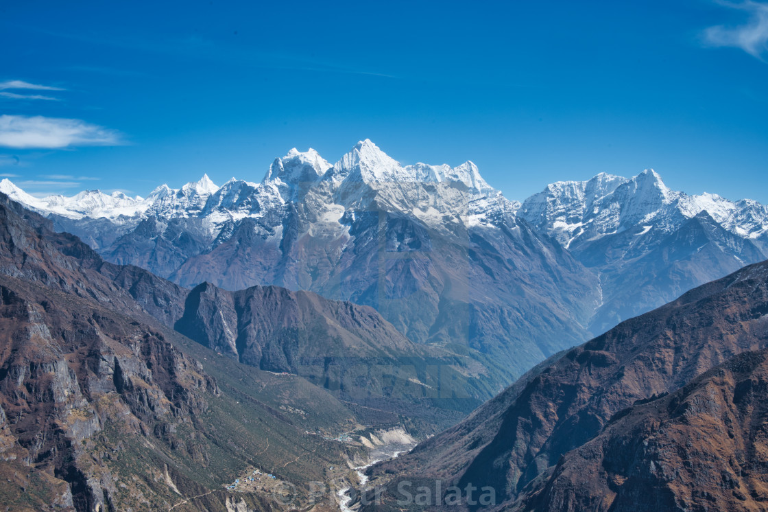 "Thamserku and Bhote Koshi" by Piotr Salata - $7.65 "Thamserku and Bhote Koshi" stock image