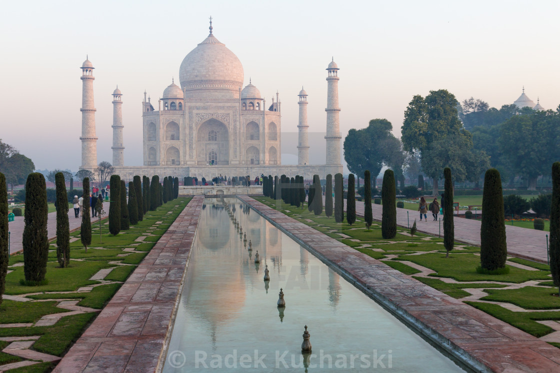 "Taj Mahal and its reflection" stock image