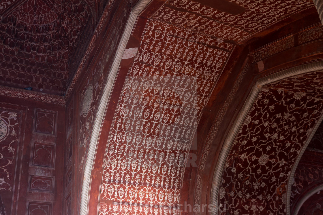 "Paintings in the mosque located West of the Taj Mahal" stock image