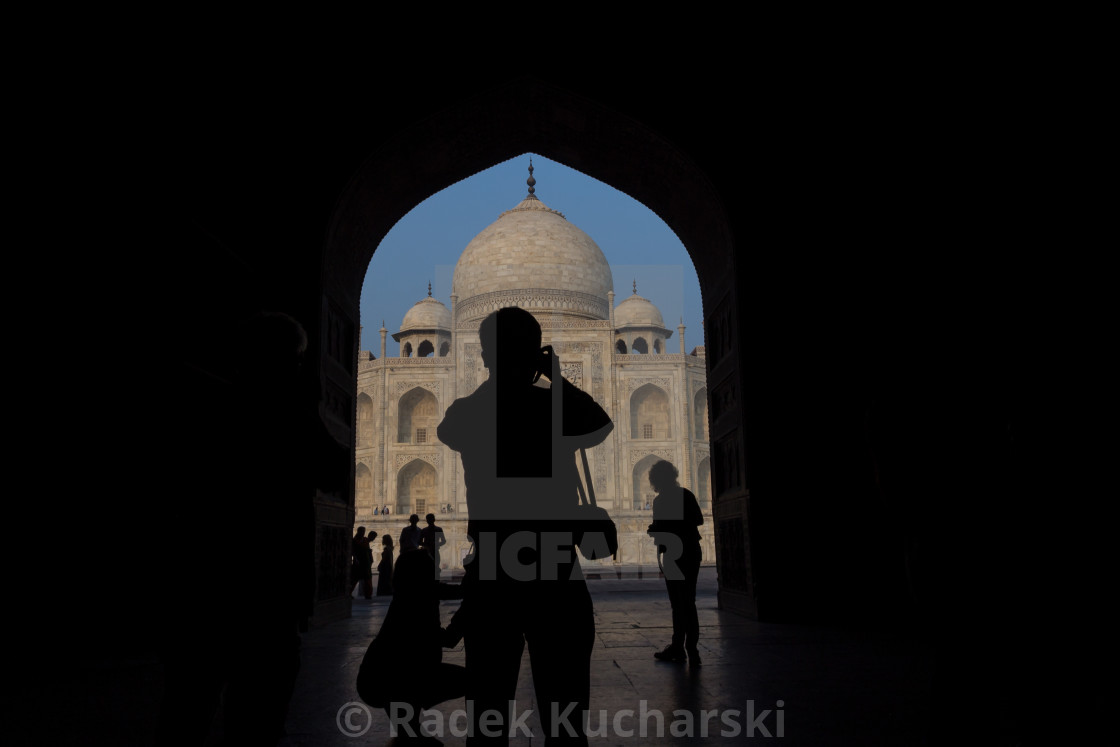 "A photographer at Taj Mahal" stock image