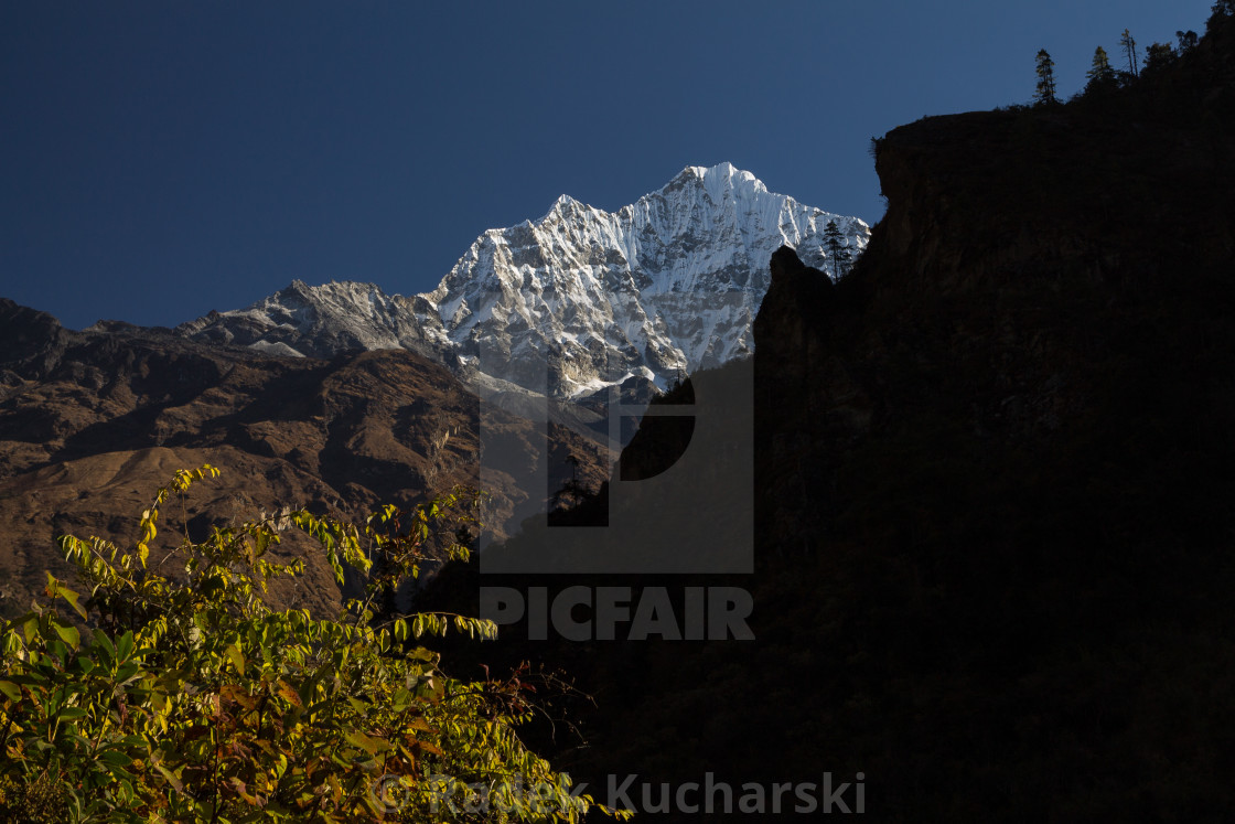 "Thamserku (6608m), the SW face" stock image